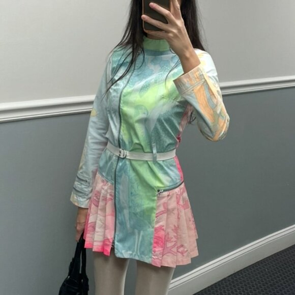 Vintage Custo Barcelona pleated dress multicolored pastel print - Picture 8 of 14